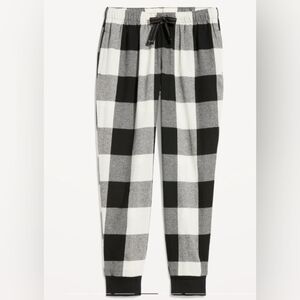 Old Navy Womens Flannel Jogger Pajama Pants XL Black White Buffalo Plaid Checks